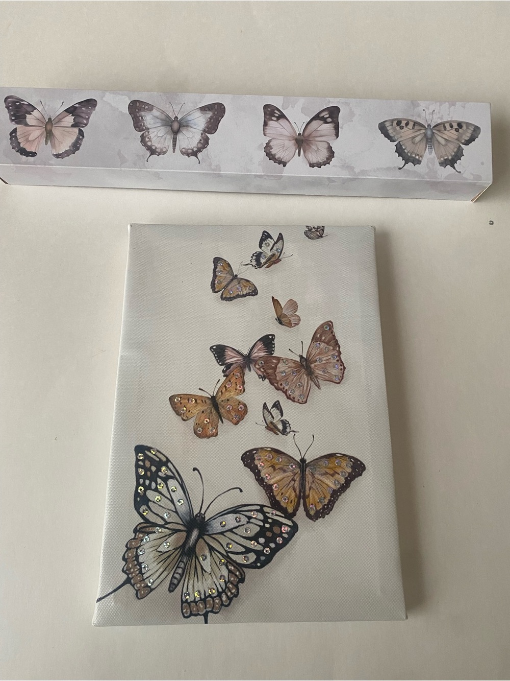 Butterfly Canvas Wall Art - Pink, Cream & Gold Accents